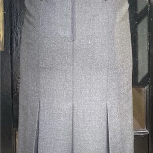 CHANEL Vintage Kick Pleat Wool Skirt Grey Size 00-2